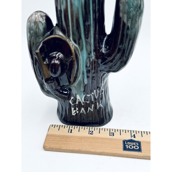 Vintage Cactus Bank w Original Stopper Southwest Design w Gun & Hat Japan - Picture 7 of 9